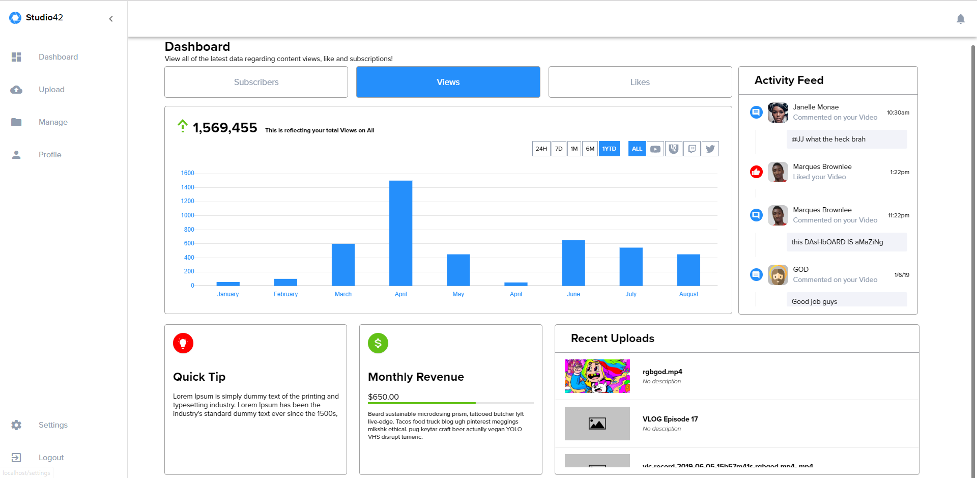 Studio42 Creator Content Managment Platform